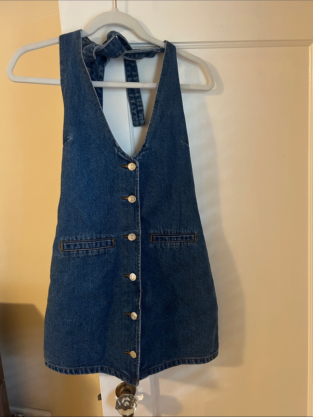 Edikted Dark Blue Denim Button-Front Dress